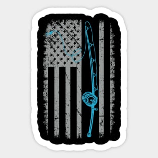 USA American Flag Fishing Shirt Vintage Fisherman Gifts Sticker